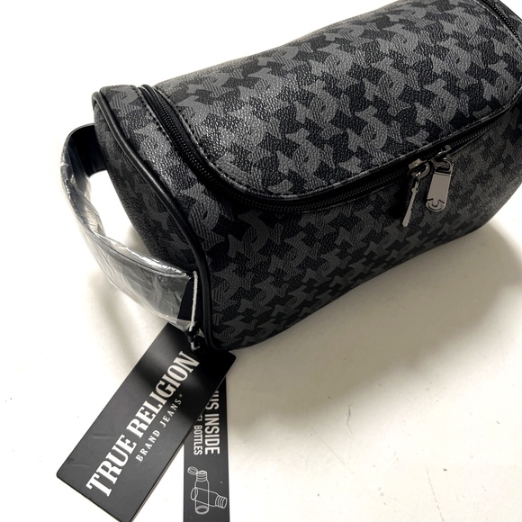 NWT TRUE RELIGION Men Loaf Cosmetics Bag Toiletries Travel Case Gray Black - Picture 1 of 4